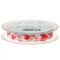 Prodotto Nastro decorativo con cuori Tessuto organza Love bianco rosso 15mm 20m