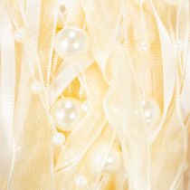 Prodotto Nastro decorativo con perle, color crema, 20 mm, 5 m