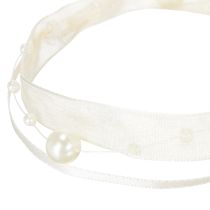 Prodotto Nastro decorativo con perle, color crema, 20 mm, 5 m