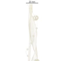 Prodotto Nastro decorativo con perle, color crema, 20 mm, 5 m