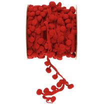 Prodotto Nastro decorativo con pompon Nastro Pom Pom Rosso 20mm 15m