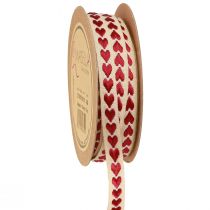 Prodotto Nastro decorativo con nastro regalo cuori rossi beige 10 mm 15 m