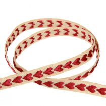 Prodotto Nastro decorativo con nastro regalo cuori rossi beige 10 mm 15 m