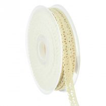 Prodotto Nastro decorativo color crema con pizzo all&#39;uncinetto vintage L12mm L20m