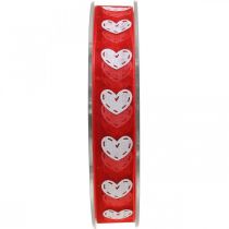 Prodotto Cuori di nastro decorativo, decorazione di nozze, nastro San Valentino rosso, bianco 15mm 20m