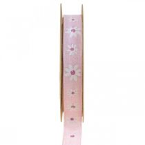 Nastro decorativo rosa con fiori nastro regalo 15mm 15m