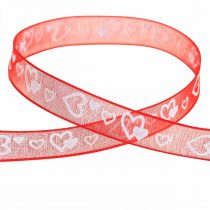 Nastro decorativo rosso con cuori 10mm 20m