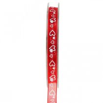 Nastro decorativo rosso con cuori 10mm 20m