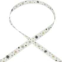 Prodotto Nastro regalo natalizio nastro bianco con motivo a stella 15 mm 20 m