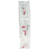 Prodotto Nastro regalo Pupazzo di neve natalizio rosso bianco 25 mm 15 m