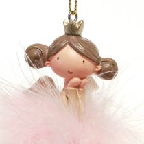 Prodotto Figura decorativa angelo principessa decorazione per albero di Natale bianco, rosa 12 cm 2 pezzi