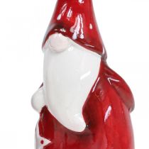 Prodotto Figura di Babbo Natale Nicholas rosso, ceramica bianca H13,5 cm 2 pezzi