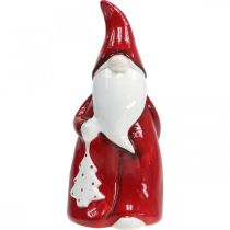 Prodotto Statuina Babbo Natale in Ceramica Rossa, Bianca H20cm