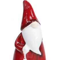 Prodotto Statuina Babbo Natale in Ceramica Rossa, Bianca H20cm
