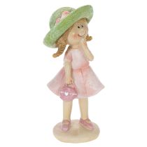 Prodotto Statuette decorative di ragazze con cappello, rosa e verdi, 6,5x5,5x14,5 cm, 2 pezzi