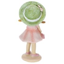 Prodotto Statuette decorative di ragazze con cappello, rosa e verdi, 6,5x5,5x14,5 cm, 2 pezzi