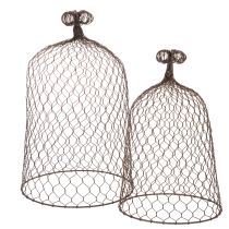 Prodotto Campanella decorativa in metallo, traliccio, cappuccio in filo metallico, marrone, finitura ruggine, H50/41cm Ø30/25cm, set da 2