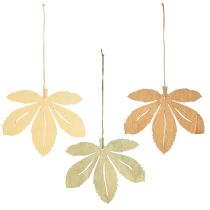 Prodotto Appendiabiti decorativo in legno foglie autunnali verde marrone naturale 12x10 cm 12 pz