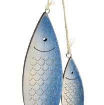 Prodotto Appendiabiti decorativo pesce blu scaglie bianche 11,5/20 cm set da 2