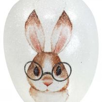 Prodotto Appendiabiti decorativo in vetro deco uova coniglio con occhiali glitter 5x8cm 6pz