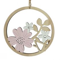 Prodotto Appendiabiti decorativo fiori in legno bianco naturale viola glitter Ø12cm 6 pezzi