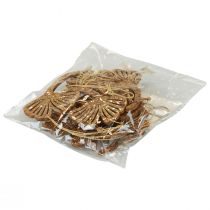 Prodotto Foglia di gingko Addobbo per albero Legno oro glitter 6,5cm 12pz