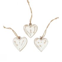 Prodotto Appendiabiti decorativi in legno cuori in legno naturale oro bianco vintage 6 cm 8 pz