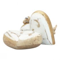 Prodotto Appendiabiti decorativo in legno cuori di legno naturale oro bianco vintage 6 cm 8 pezzi