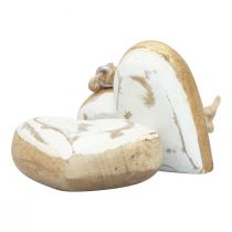 Prodotto Appendiabiti decorativi in legno cuori in legno naturale oro bianco vintage 6 cm 8 pz