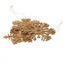 Prodotto Appendino decorativo fiocchi di neve in legno deco oro invernale Ø10 cm 9 pezzi