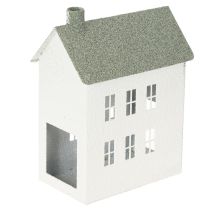 Prodotto Casetta decorativa in metallo a forma di casa con finestre e camino, 22 cm