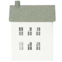 Prodotto Casetta decorativa in metallo a forma di casa con finestre e camino, 22 cm