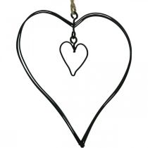 Cuore decorativo per appendere cuore in metallo nero 10,5 cm 6 pezzi