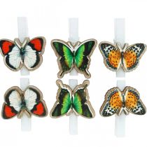 Farfalla decorativa a clip, decoro regalo, primavera, farfalle in legno 6 pezzi