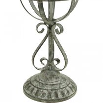Oggetto decorativo, porta ghirlande, decoro in metallo grigio, marrone, bianco shabby chic H62,5cm Ø16cm