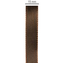 Prodotto Nastro regalo in taffetà marrone per decorazioni festive, largo 15 mm, lungo 10 m.