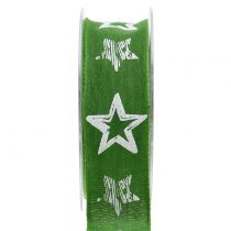 Nastro decorativo iuta con motivo a stella verde 40mm 15m