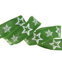 Nastro decorativo iuta con motivo a stella verde 40mm 15m