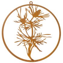 Prodotto Anello decorativo in metallo, decorazione da parete in acciaio effetto invecchiato, ramo di pino, Ø38cm