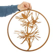 Prodotto Anello decorativo in metallo, decorazione da parete in acciaio effetto invecchiato, ramo di pino, Ø38cm