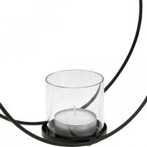 Lanterna ad anello decorativa portacandele in metallo nero Ø28,5cm