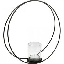 Lanterna decorativa ad anello portacandele in metallo nero Ø35cm