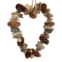Prodotto Anello decorativo cuore da appendere decorazione coni decorativi in legno decorazione naturale Ø20cm