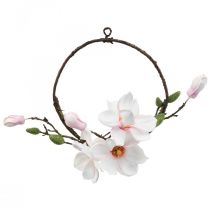 Anello decorativo magnolia artificiale decorazione primaverile da appendere Ø24cm