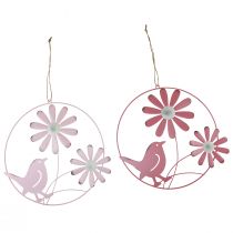 Prodotto Anello decorativo in metallo da appendere decorazione fiori rosa Ø30cm 2 pezzi