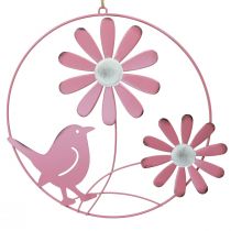 Prodotto Anello decorativo in metallo da appendere decorazione fiori rosa Ø30cm 2 pezzi
