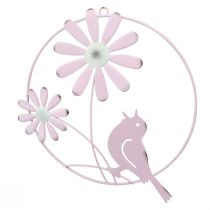 Prodotto Anello decorativo in metallo appeso decorazione fiori rosa Ø23cm 4 pezzi