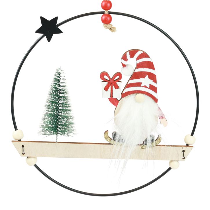 Prodotto Anello decorativo con gnomo natalizio Metallo Ø21,5cm 2pz