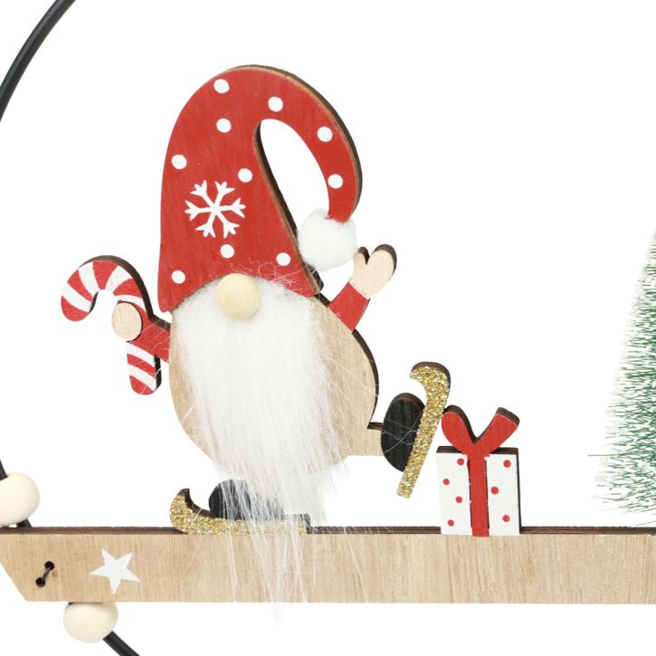 Prodotto Anello decorativo con gnomo natalizio Metallo Ø21,5cm 2pz