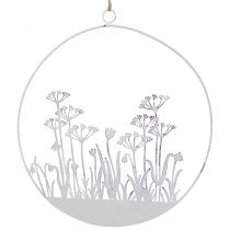 Anello decorativo in metallo bianco fiore decorativo prato decorazione primaverile Ø22cm